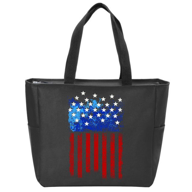Vintage USA American Flag Paint Zip Tote Bag