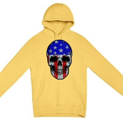 Vintage USA American Patriot Skull Premium Pullover Hoodie