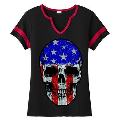 Vintage USA American Patriot Skull Ladies Halftime Notch Neck Tee