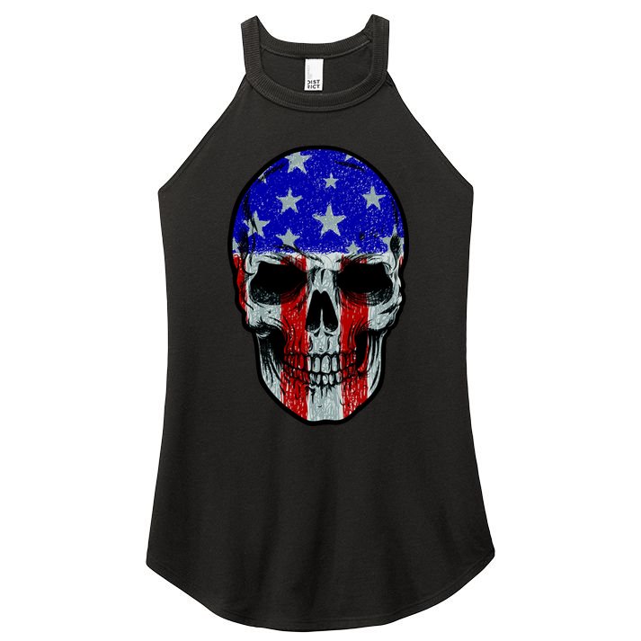 Vintage USA American Patriot Skull Women's Perfect Tri Rocker Tank