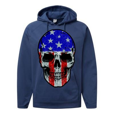 Vintage USA American Patriot Skull Performance Fleece Hoodie