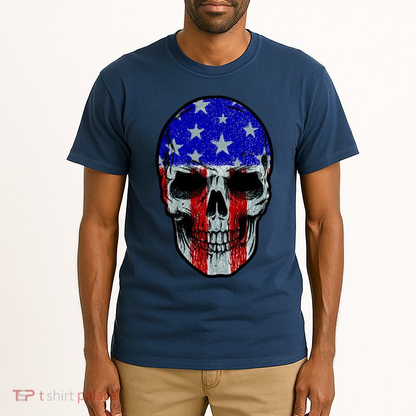 Vintage USA American Patriot Skull Tall T-Shirt