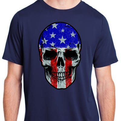 Vintage USA American Patriot Skull Adult ChromaSoft Performance T-Shirt