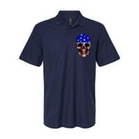 Vintage USA American Patriot Skull Softstyle Adult Sport Polo