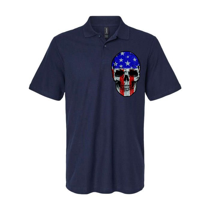 Vintage USA American Patriot Skull Softstyle Adult Sport Polo