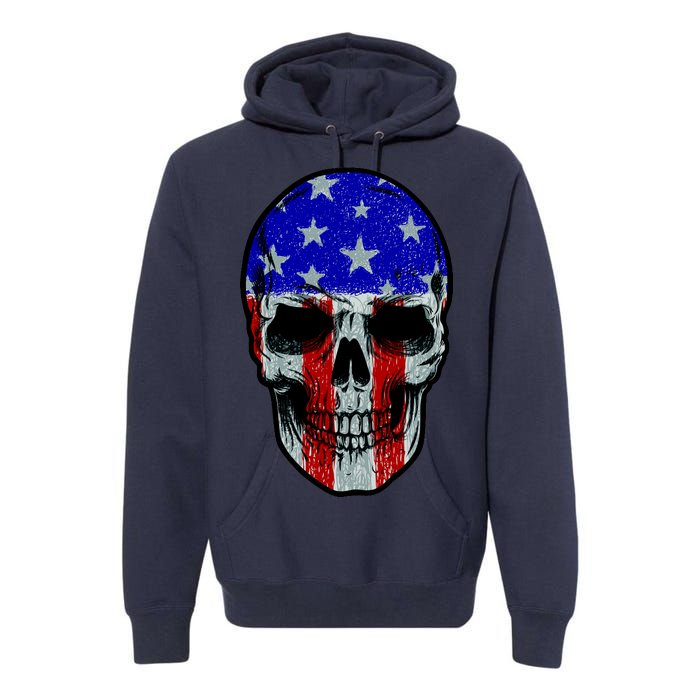 Vintage USA American Patriot Skull Premium Hoodie