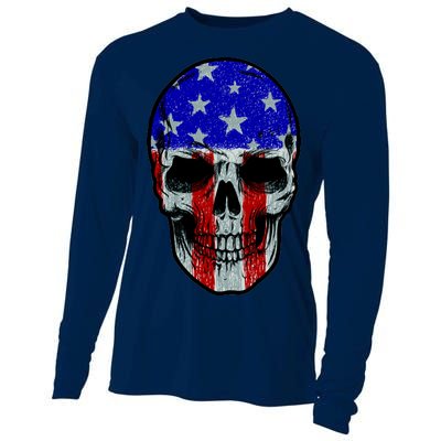 Vintage USA American Patriot Skull Cooling Performance Long Sleeve Crew