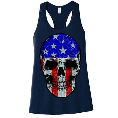 Vintage USA American Patriot Skull Women's Racerback Tank