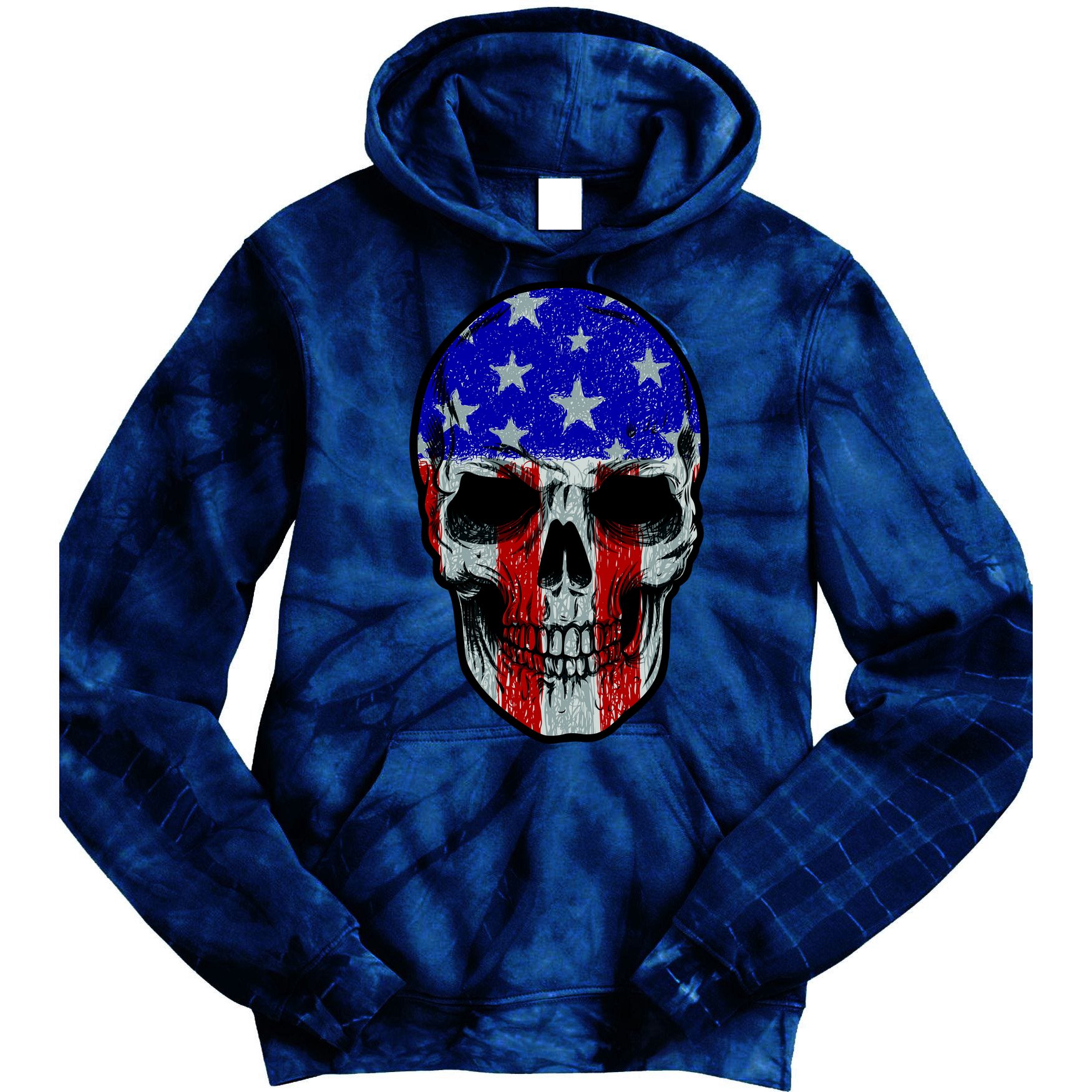 Vintage USA American Patriot Skull Tie Dye Hoodie