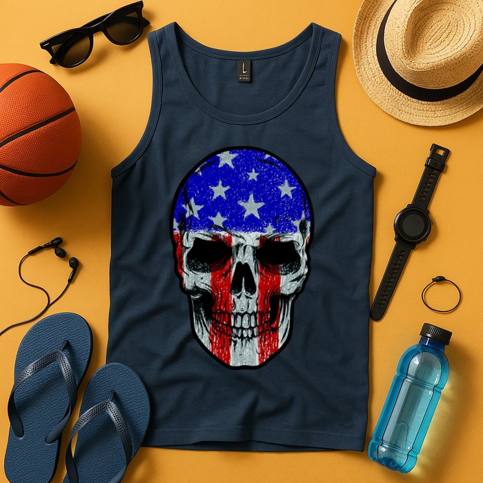 Vintage USA American Patriot Skull Tank Top
