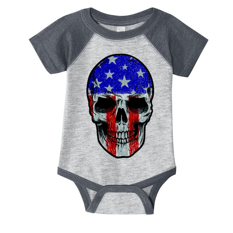 Vintage USA American Patriot Skull Infant Baby Jersey Bodysuit
