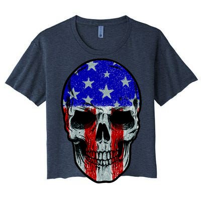 Vintage USA American Patriot Skull Women's Crop Top Tee