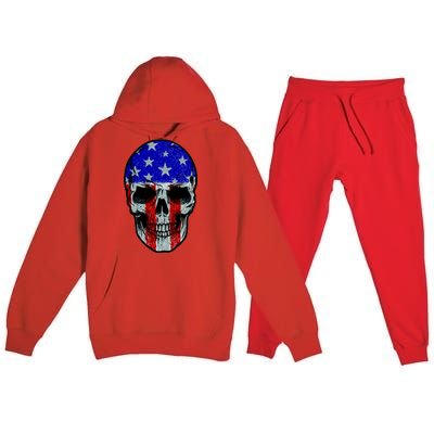 Vintage USA American Patriot Skull Premium Hooded Sweatsuit Set