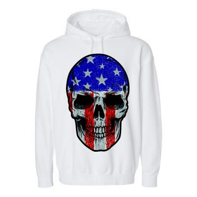 Vintage USA American Patriot Skull Garment-Dyed Fleece Hoodie