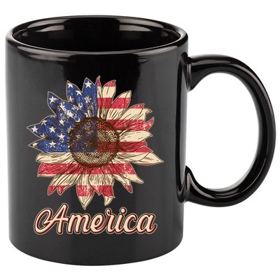 Vintage USA American Sunflower 11oz C Handle Ceramic Mug