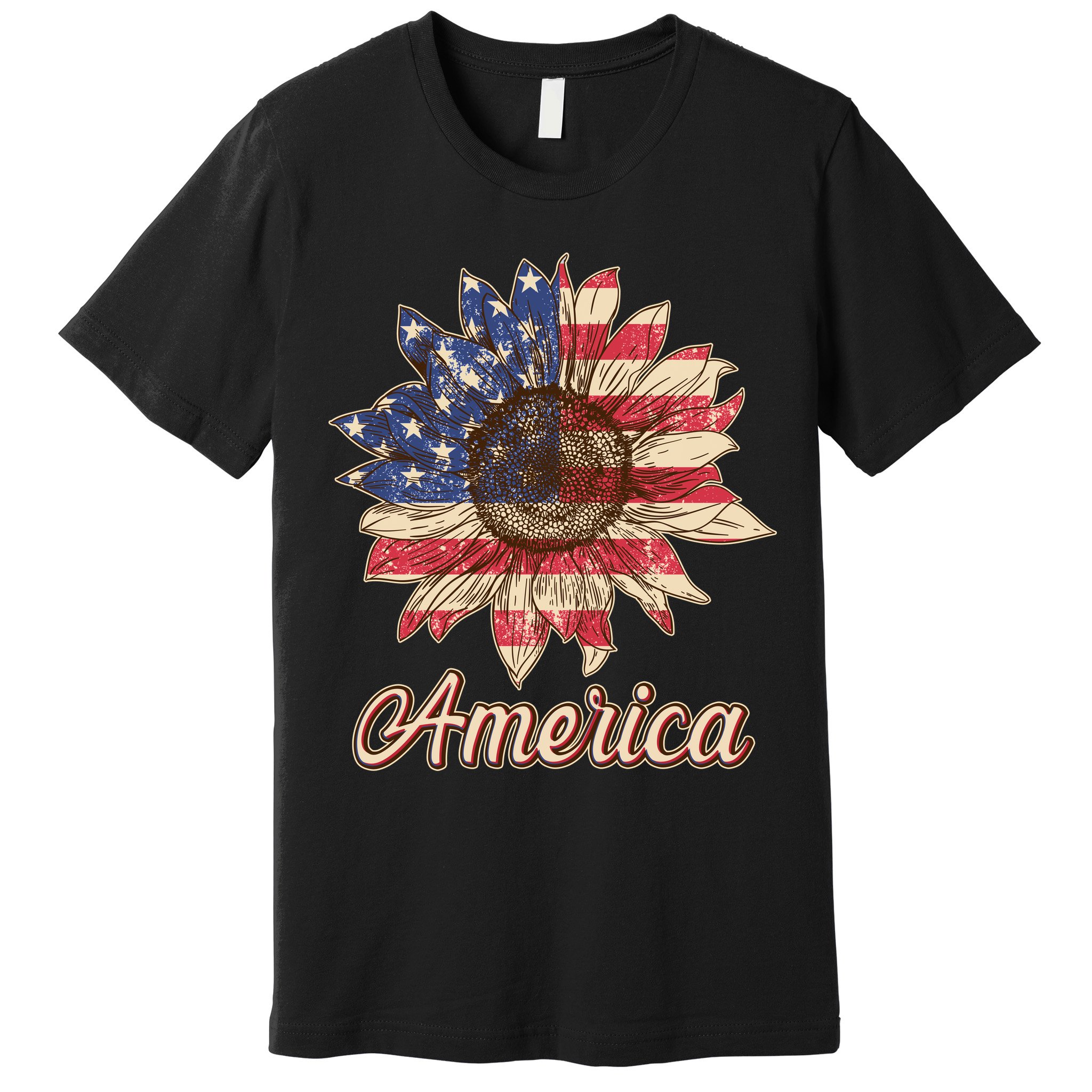 Vintage USA American Sunflower Premium T-Shirt
