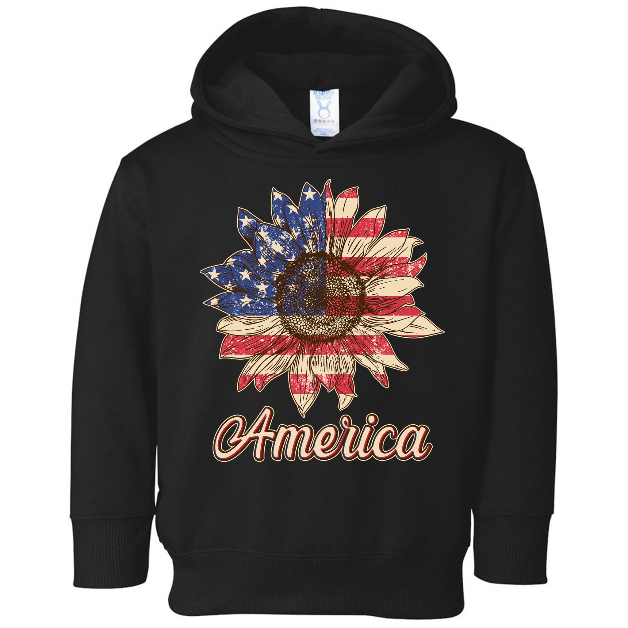 Vintage USA American Sunflower Toddler Hoodie