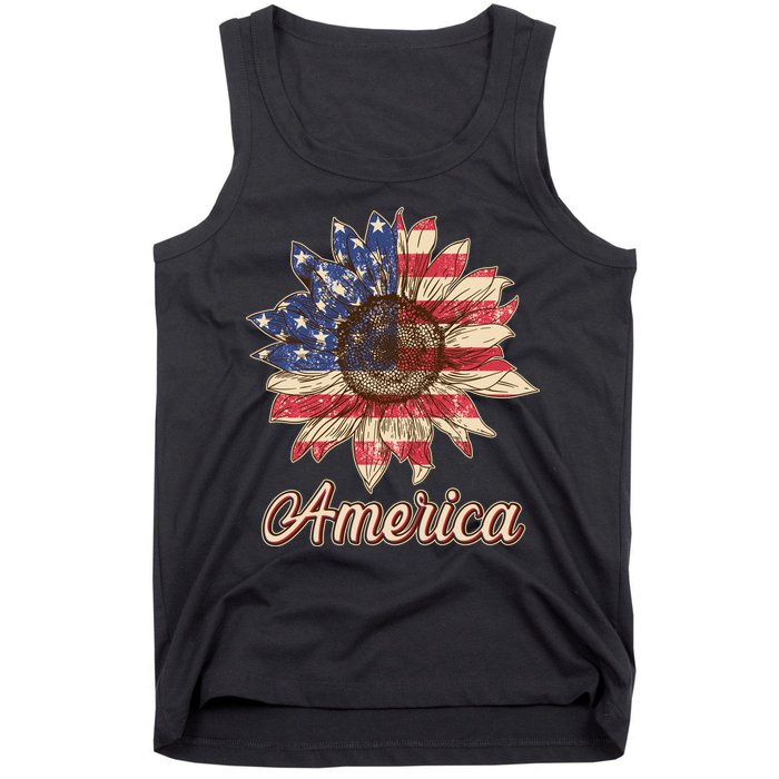 Vintage USA American Sunflower Tank Top