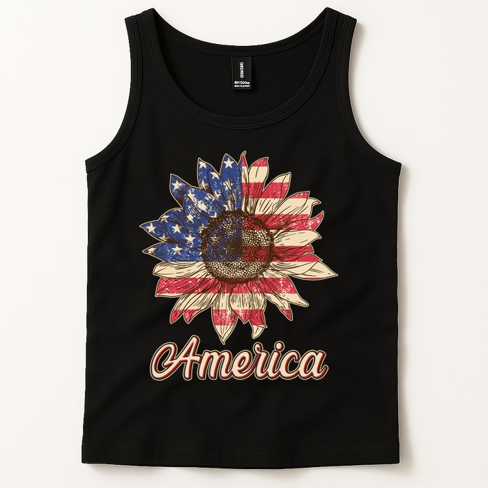 Vintage USA American Sunflower Tank Top