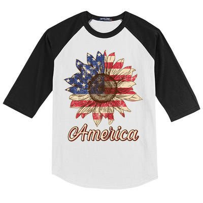 Vintage USA American Sunflower Kids Colorblock Raglan Jersey