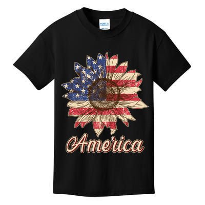 Vintage USA American Sunflower Kids T-Shirt