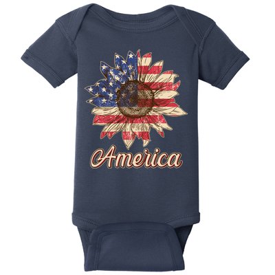 Vintage USA American Sunflower Baby Bodysuit