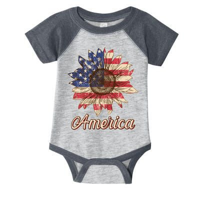 Vintage USA American Sunflower Infant Baby Jersey Bodysuit