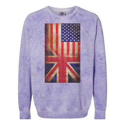 Vintage USA British Distress Flag Colorblast Crewneck Sweatshirt