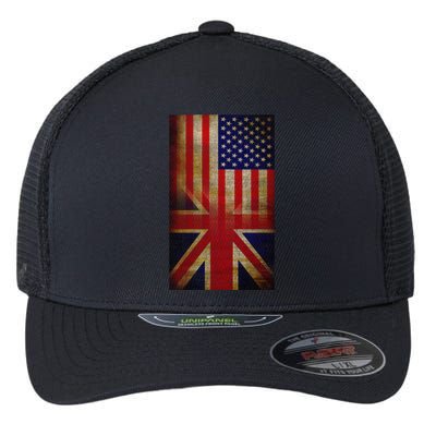 Vintage USA British Distress Flag Flexfit Unipanel Trucker Cap