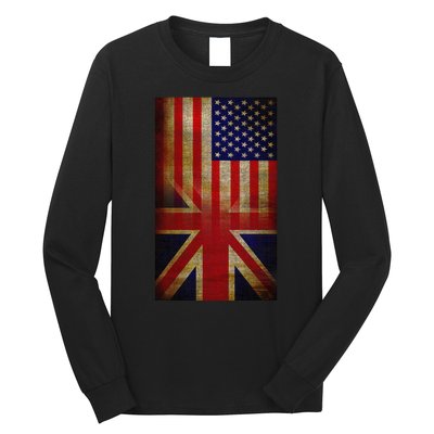 Vintage USA British Distress Flag Long Sleeve Shirt