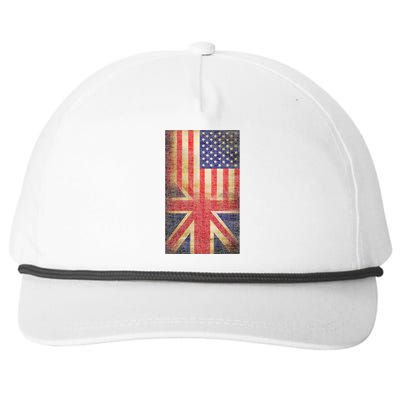 Vintage USA British Distress Flag Snapback Five-Panel Rope Hat