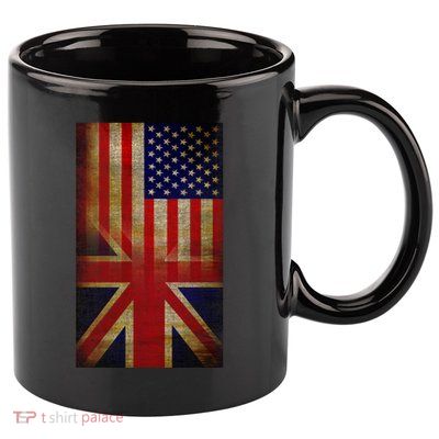 Vintage USA British Distress Flag 11oz C Handle Ceramic Mug