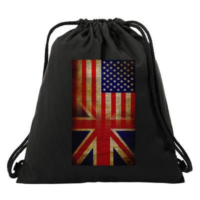 Vintage USA British Distress Flag Drawstring Bag