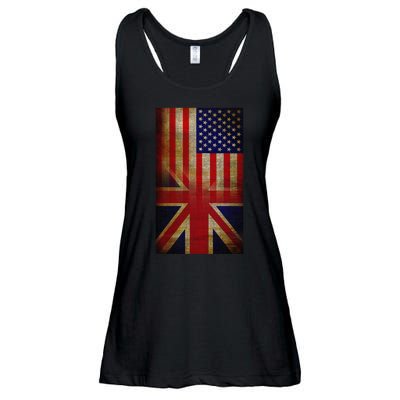 Vintage USA British Distress Flag Ladies Essential Flowy Tank
