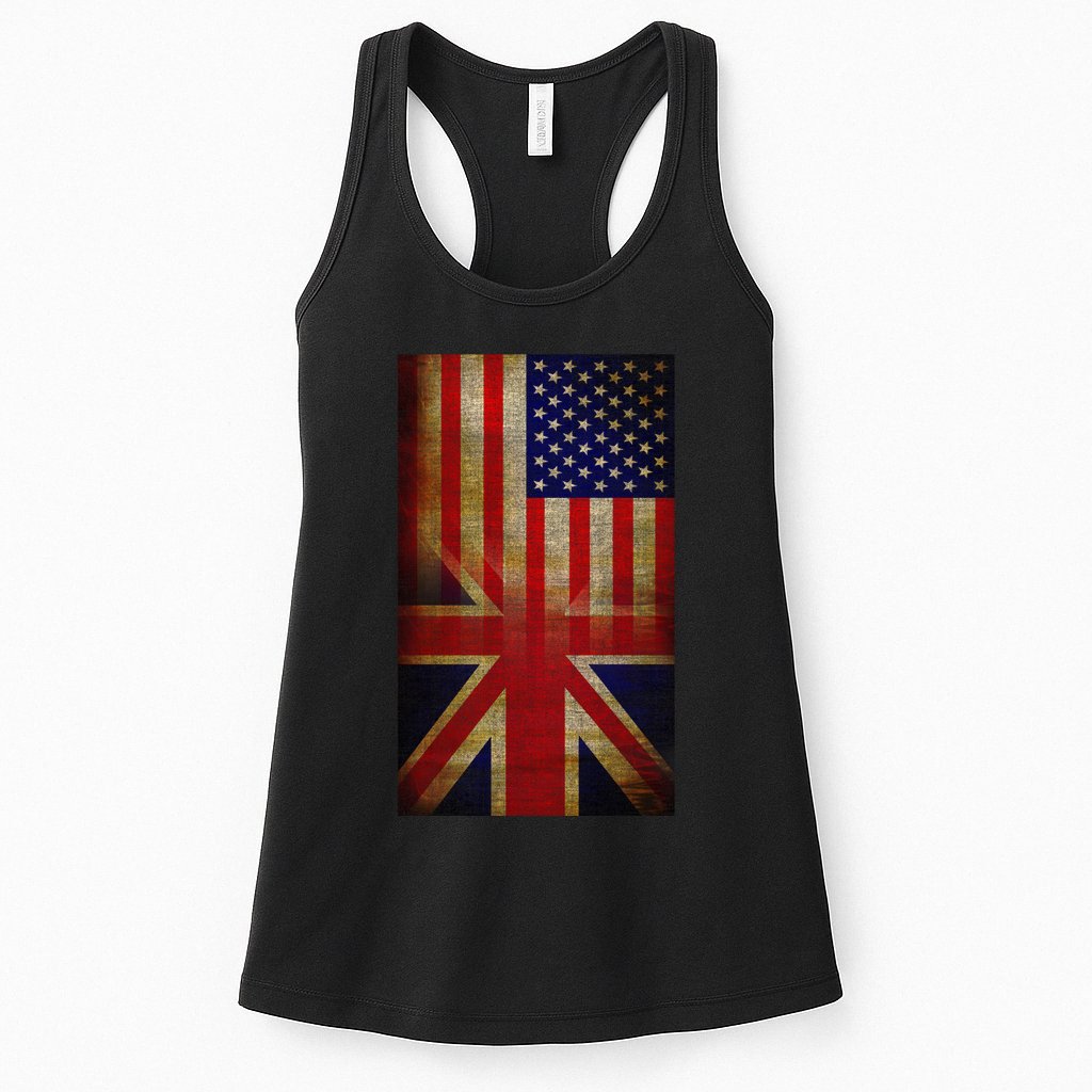 Vintage USA British Distress Flag Womens Tank Top
