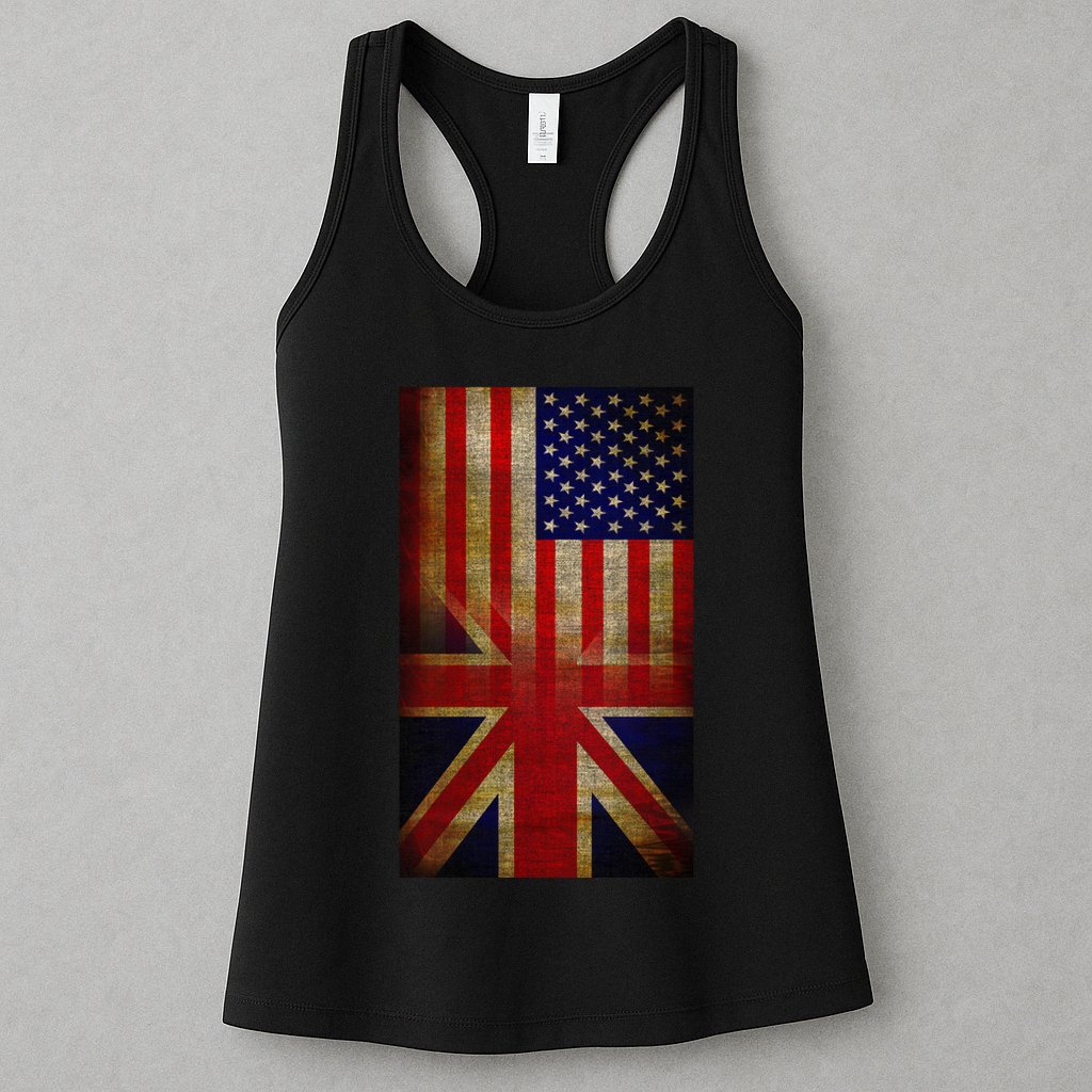 Vintage USA British Distress Flag Womens Tank Top