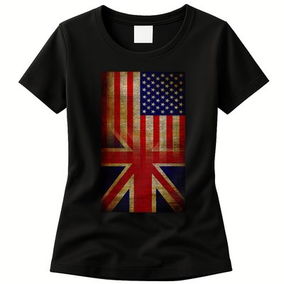 Vintage USA British Distress Flag Womens T-Shirt