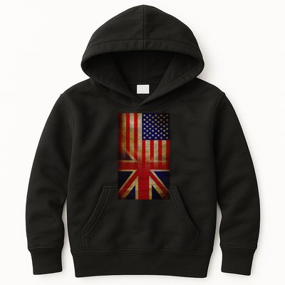Vintage USA British Distress Flag Kids Hoodie