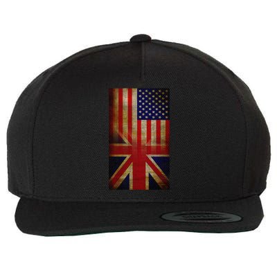 Vintage USA British Distress Flag Wool Snapback Cap