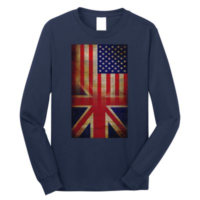 Vintage USA British Distress Flag Long Sleeve Shirt