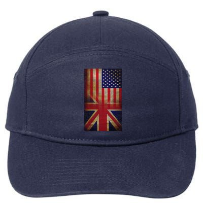 Vintage USA British Distress Flag 7-Panel Snapback Hat