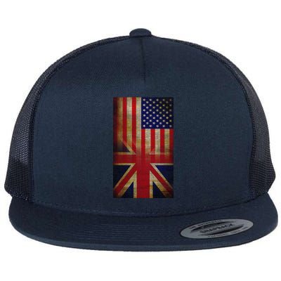 Vintage USA British Distress Flag Flat Bill Trucker Hat