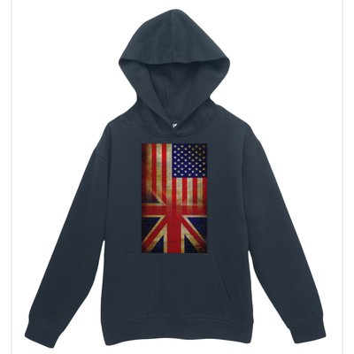 Vintage USA British Distress Flag Urban Pullover Hoodie