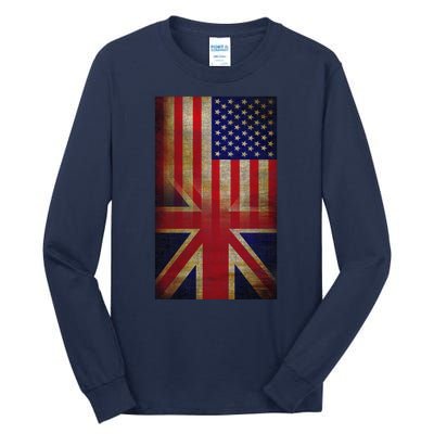 Vintage USA British Distress Flag Tall Long Sleeve T-Shirt