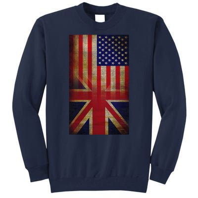 Vintage USA British Distress Flag Tall Sweatshirt