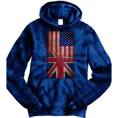 Vintage USA British Distress Flag Tie Dye Hoodie