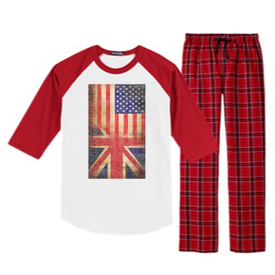 Vintage USA British Distress Flag Raglan Sleeve Pajama Set