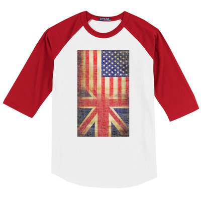 Vintage USA British Distress Flag Baseball Sleeve Shirt