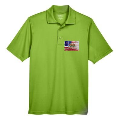 Vintage USA California Republic Flag Men's Origin Performance Piqué Polo