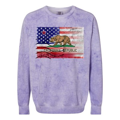 Vintage USA California Republic Flag Colorblast Crewneck Sweatshirt